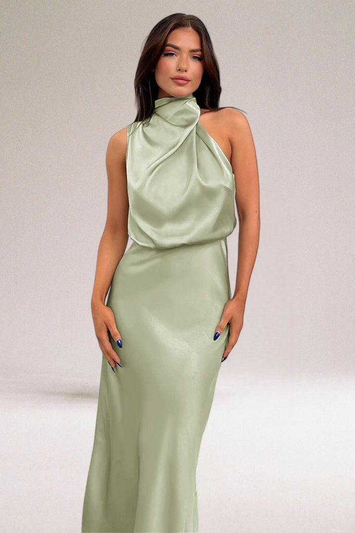 Lindsey - Stunning Flowy Halter Neck Midi Dress