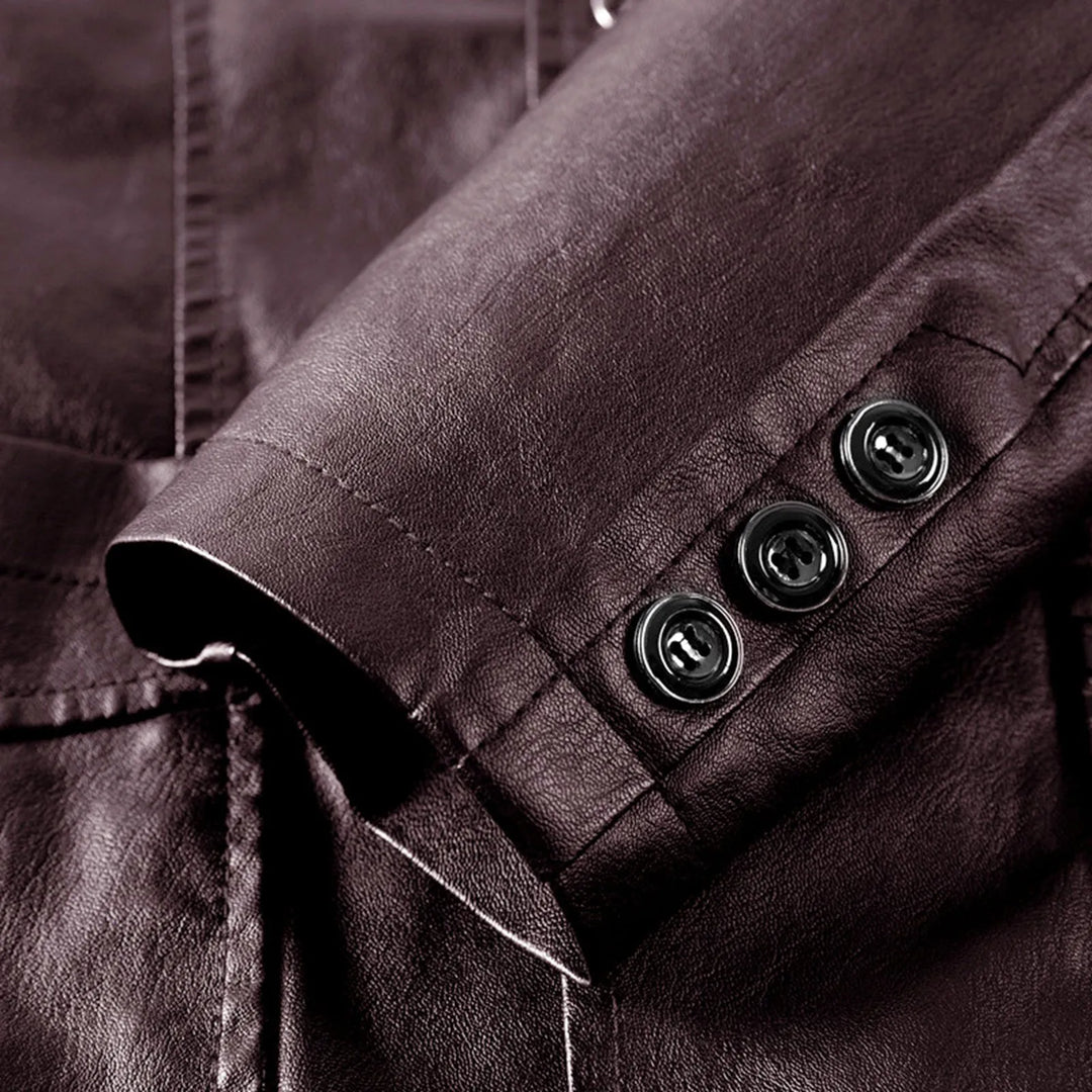 Laurent™ - Blazer en Cuir Marron Élégant