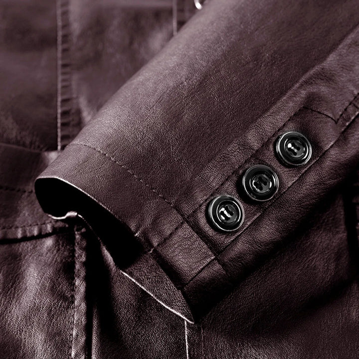 Laurent™ - Blazer en Cuir Marron Élégant