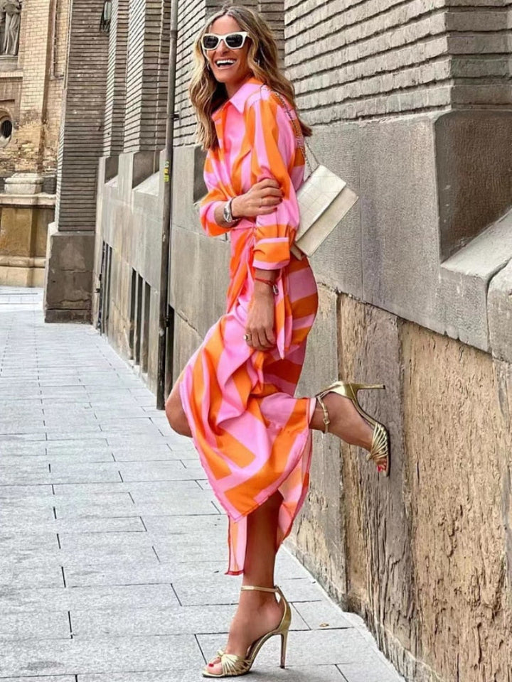Clarissa | Robe midi à rayures